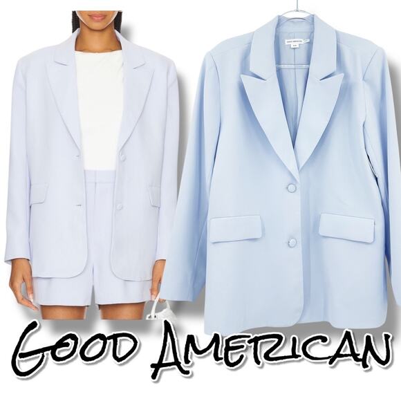 Good American Jackets & Blazers - NWT Good American Luxe Suiting Boyfriend Blazer Light Blue Womens Size S/M